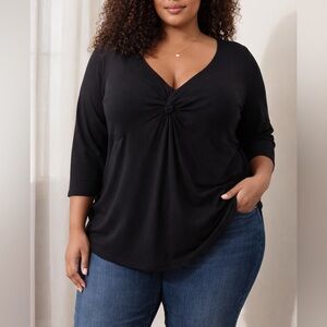 In Every Story Black Twist Front Top – Size 1X – Made in Canada